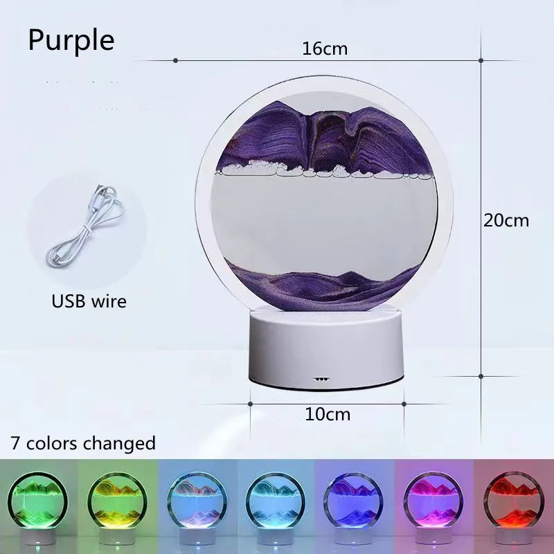 Liquid Sand Table Lamp – Flowing Glass Sand Art with Warm LED Light