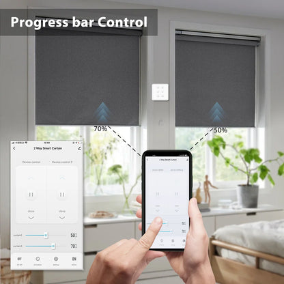 Smart WiFi Curtain Switch – Wall-Mounted, Alexa & Google Voice Control
