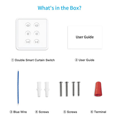 Smart WiFi Curtain Switch – Wall-Mounted, Alexa & Google Voice Control
