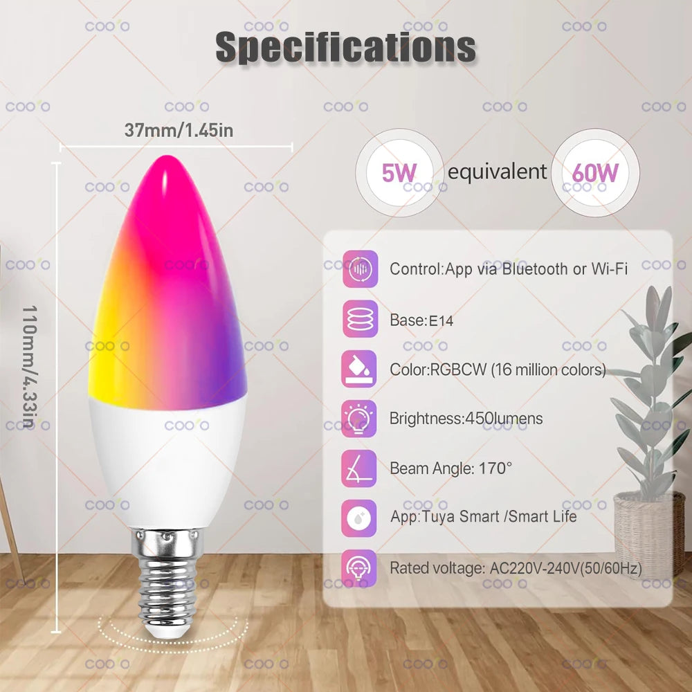 smart E14 RGB color-changing bulb