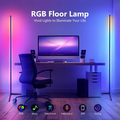 RGB Smart Corner Floor Lamp – WiFi App Control, Music Sync, Alexa & Google