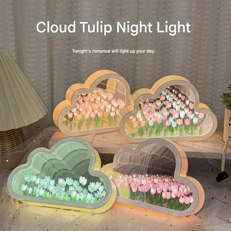 Tulip Night Light Cute Soft-Glow Bedside Lamp Rechargeable