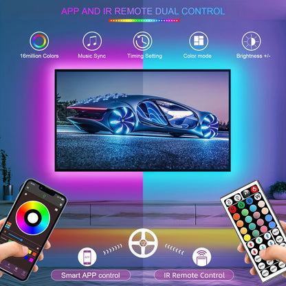 RGB LED Strip Lights – App + Voice Control, Music Sync, Cuttable to Size