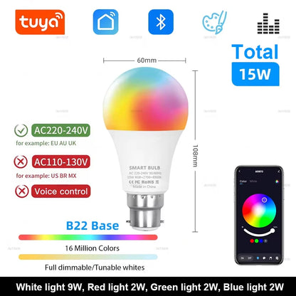 Bluetooth Smart LED Bulb E27 – RGB Colour-Changing, App Control, No Hub