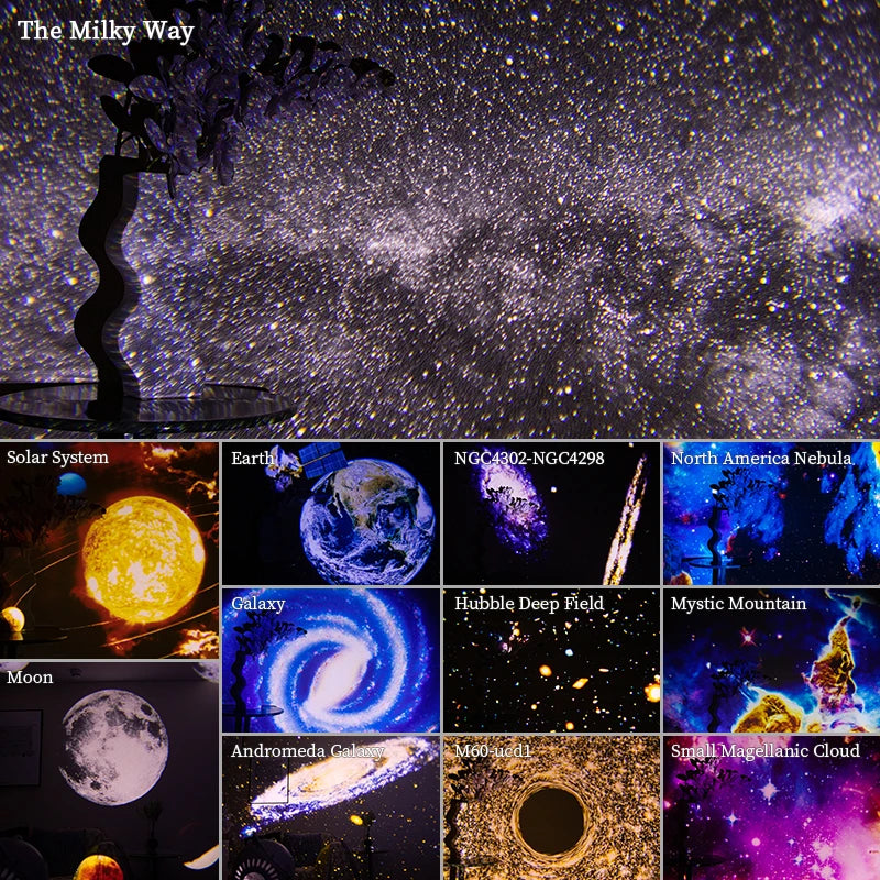 Galaxy Star Projector Night Light – 360° Rotating Nebula for Bedroom & Kids