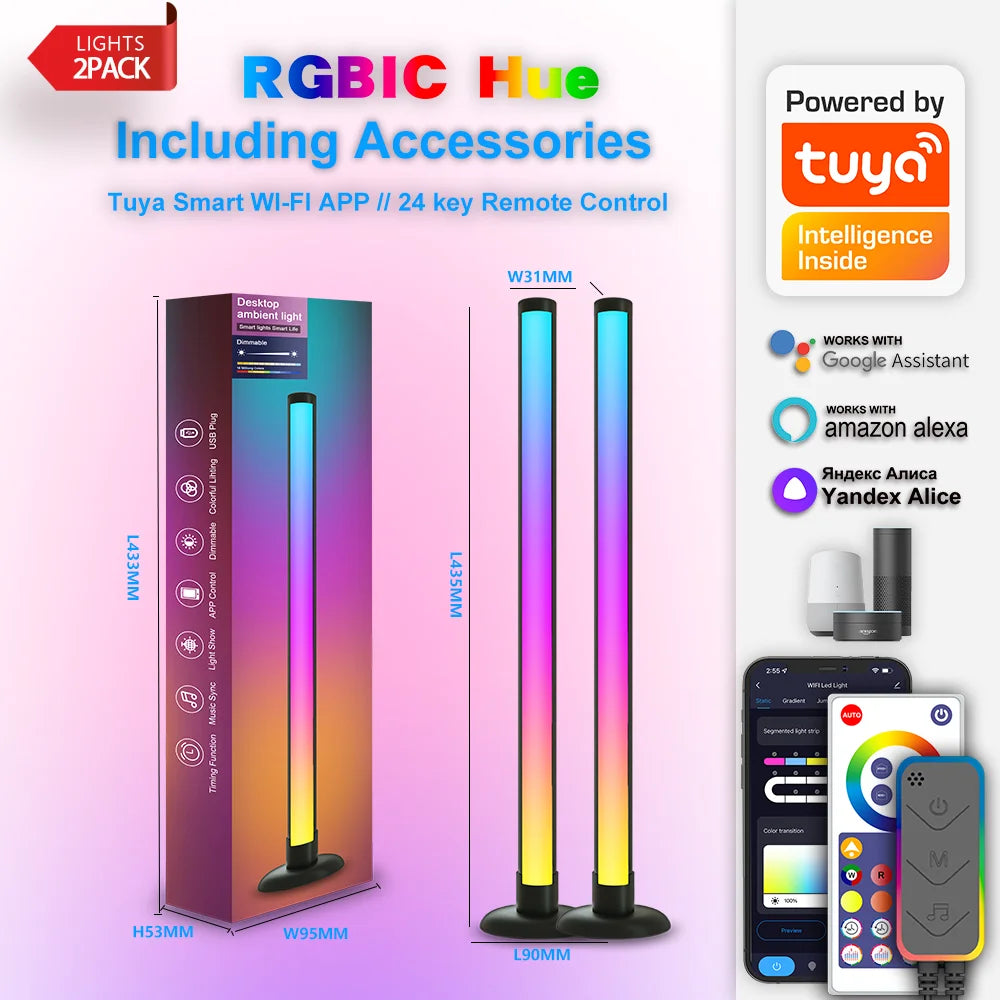 RGB Ambient Desk Light – Behind-Screen LED Bar, Music Sync, App Control