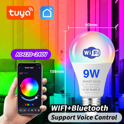 WiFi + Bluetooth RGB LED Bulb Dual Connectivity App & Voice Control