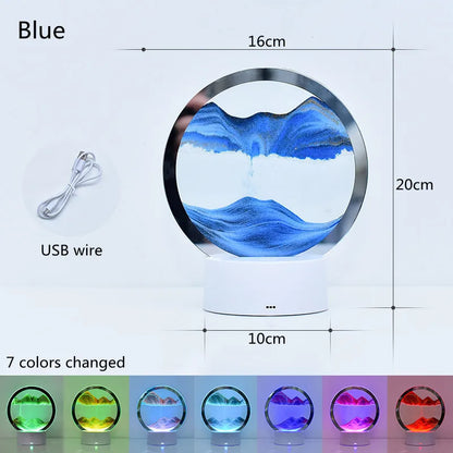 Liquid Sand Table Lamp – Flowing Glass Sand Art with Warm LED Light