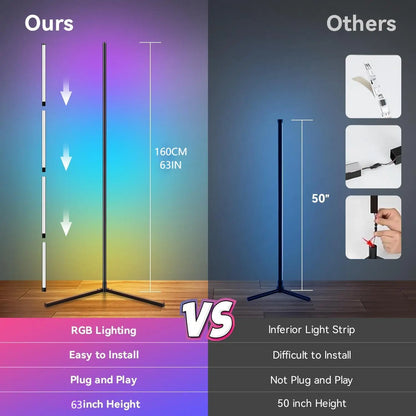 RGB Smart Corner Floor Lamp – WiFi App Control, Music Sync, Alexa & Google