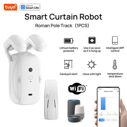 Smart WiFi Curtain Robot – Voice Control Auto Opener for Existing Curtains