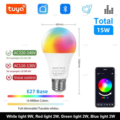 Bluetooth Smart LED Bulb E27 – RGB Colour-Changing, App Control, No Hub