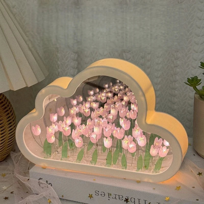 Tulip Night Light Cute Soft-Glow Bedside Lamp Rechargeable