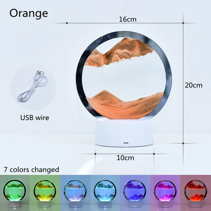Liquid Sand Table Lamp – Flowing Glass Sand Art with Warm LED Light