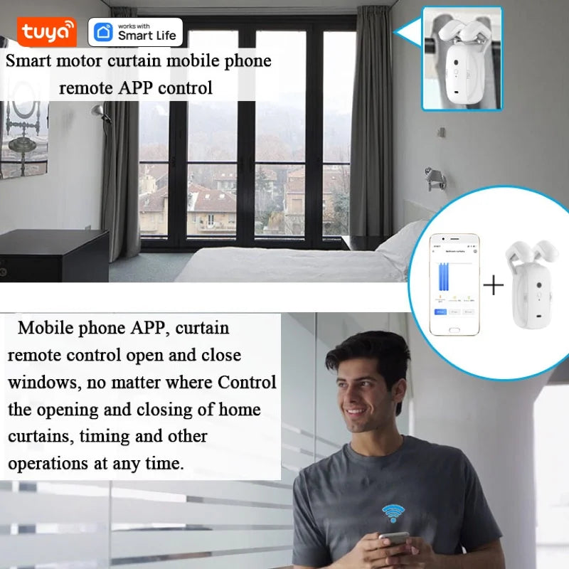 Smart WiFi Curtain Robot – Voice Control Auto Opener for Existing Curtains