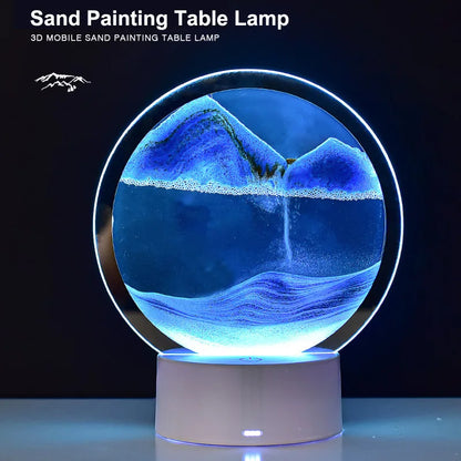 Liquid Sand Table Lamp – Flowing Glass Sand Art with Warm LED Light
