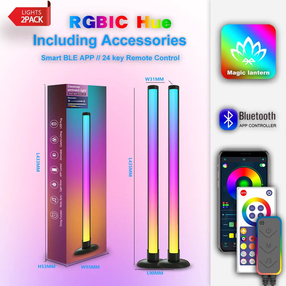RGB Ambient Desk Light – Behind-Screen LED Bar, Music Sync, App Control