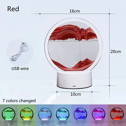 Liquid Sand Table Lamp – Flowing Glass Sand Art with Warm LED Light
