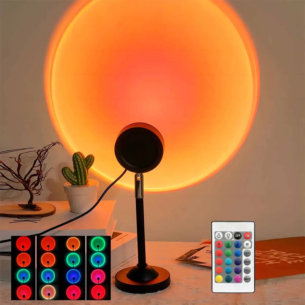 Sunset Projection Lamp – 16-Colour Mood Light for Bedroom & Photography