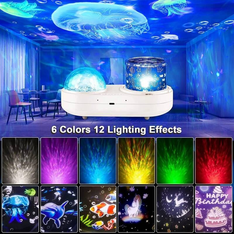 Kids Star Projector Night Light – Ocean Waves & Animals, 360° Rotation, USB Powered